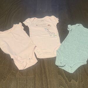Bundle- Assorted Pink and Gray Baby Onesies Trio